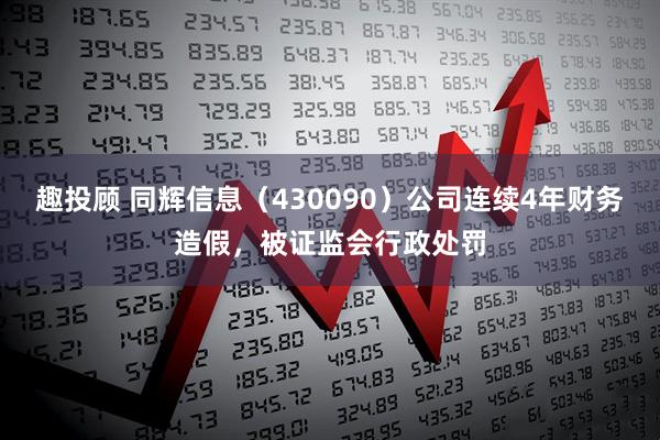 趣投顾 同辉信息（430090）公司连续4年财务造假，被证监会行政处罚